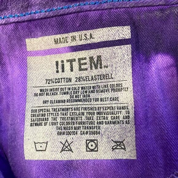 ! ITEM Purple Low Rise Skinny Jeans Fitted Racer Womens Size 26 - Picture 10 of 15